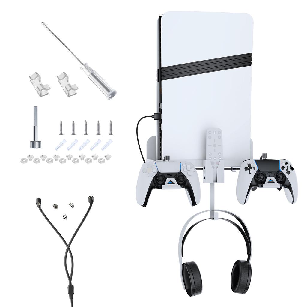 STORM WYRM Game Console Wall Mounted Storage Stand JYS-P5173 with 2-in-1 Magnetic Charging Cable for P5 Disc/Digital Edition
