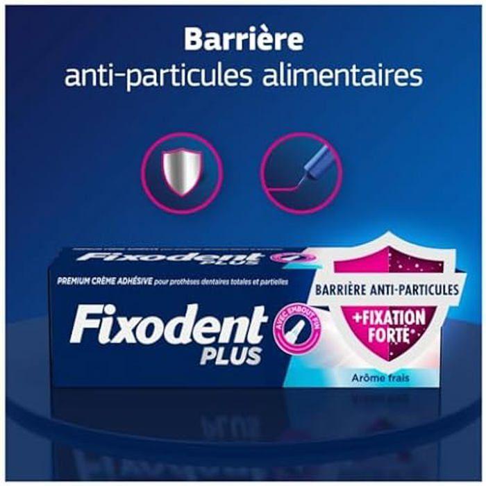 Adhésif Pour Prothèses Dentaires - FIXODENT - Fixodent Plus - Forte Fixation - Barrière Anti-particules - 40g