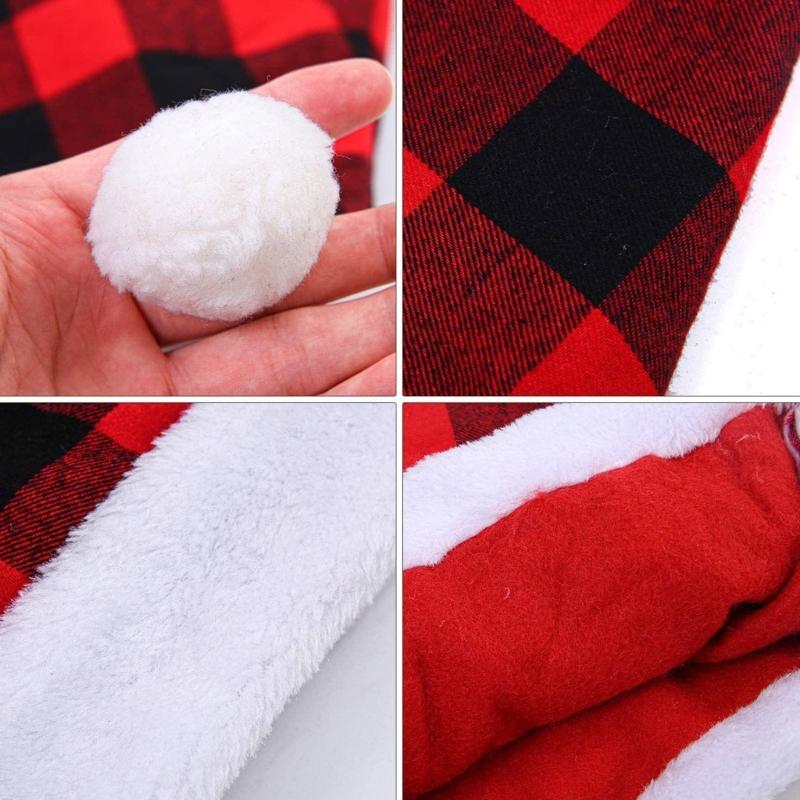 Adult Cosplay Santa Hat Comfortable Hat Traditional Lattice Pattern Christmas Santa Hat for Adult New Year Presents