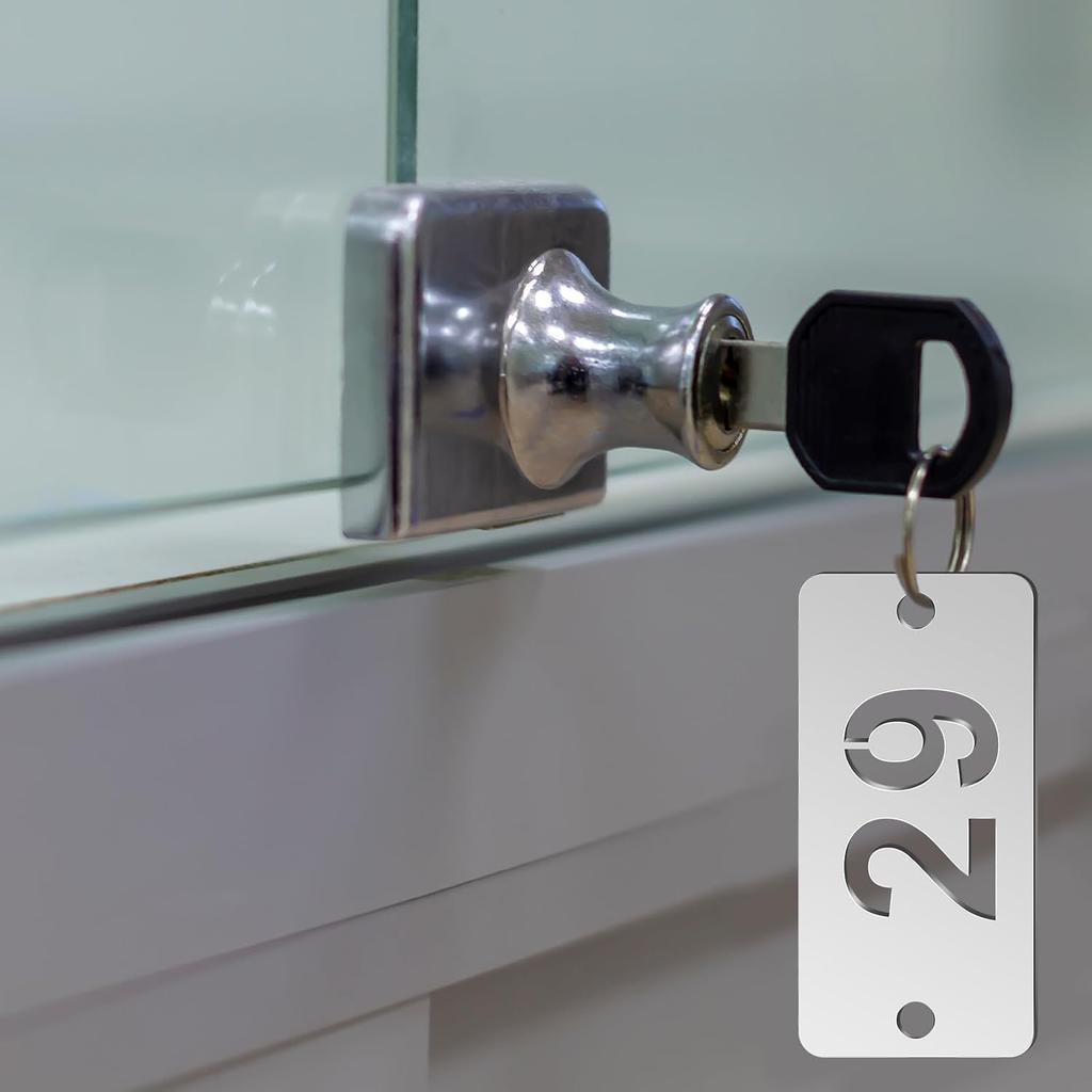 Hicarer Metal Numbered Tags Stainless Steel Number ID Key Tags with Holes Numbered Key Rings Chain (50 Pcs,1-50, Rectangle)