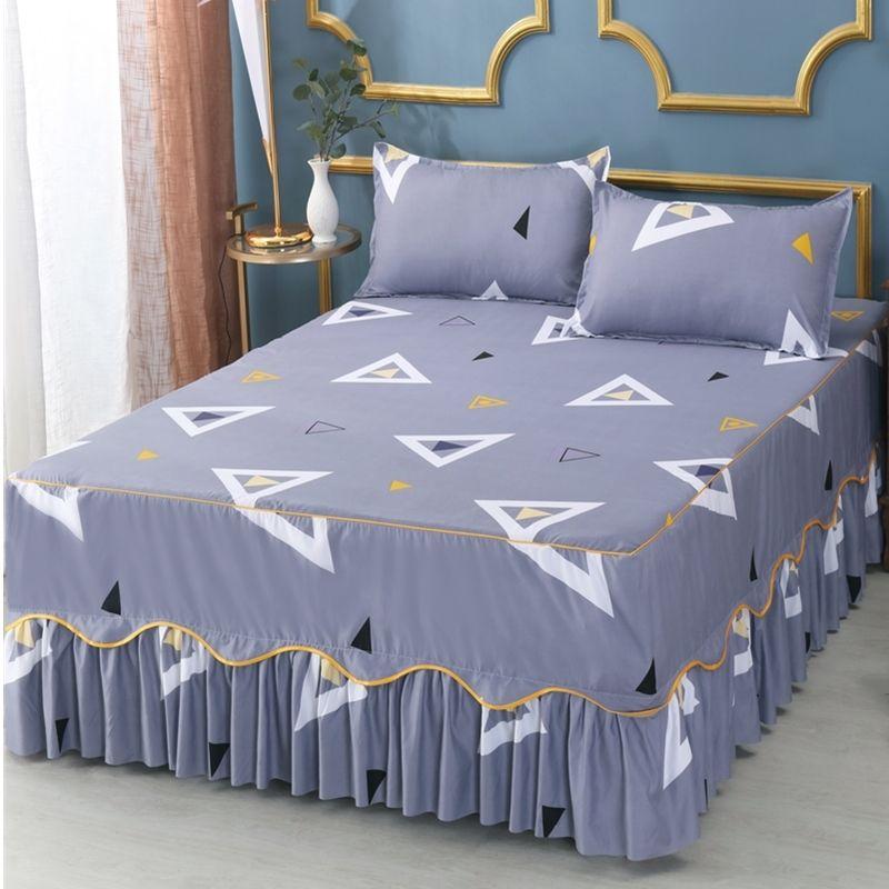 3Pcs Bed Sheet Lace Skirt Elastic Fitted Double Bedspread With Pillowcases Mattress Cover Bedding Set Elastic Bedsheet Set