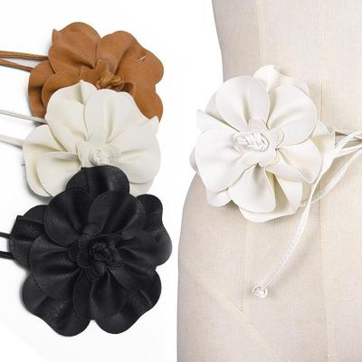 Bohemianischer Stil PU-Leder Floral Taillen-Bindegürtel