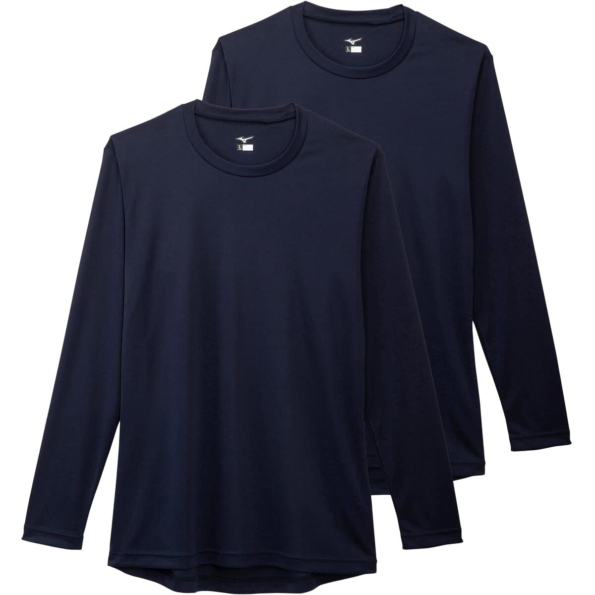 

Mizuno Long Sleeve Crew Neck Set of Medium Undershirts, 2, Navy,