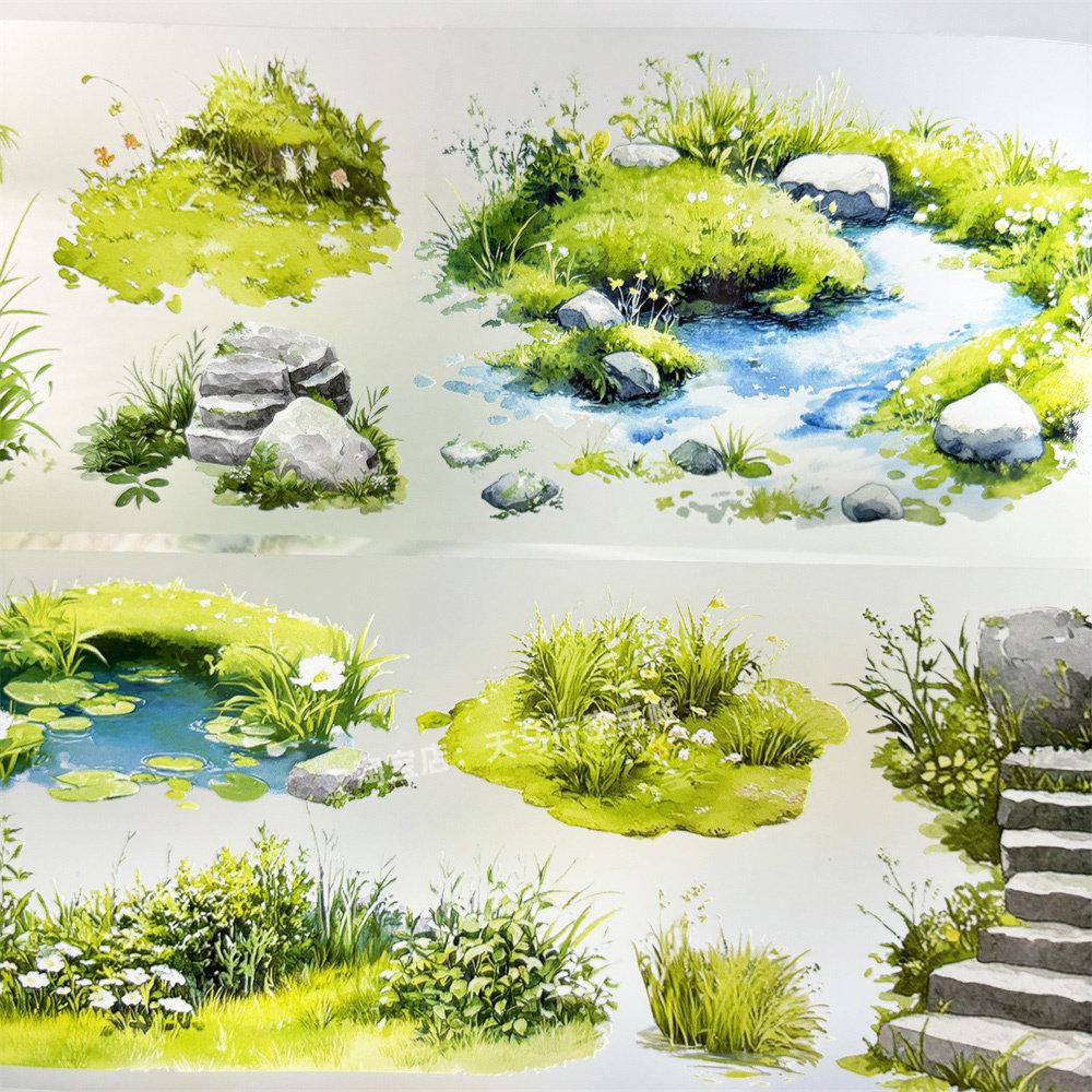 Journal Washi Pet Tape Sample Four Seasons Riverside Five Treasures Merchandise Steps Grass Ancient Style PET scrapbooking M