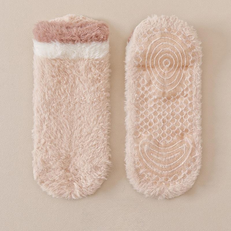 Winter and Autumn Thick and Warm Floor Socks - Synthetic Felt Short Sleeve Anti-Slip Socks In Colorful Design - Non-Fluffy and Suitable for Sleeping
