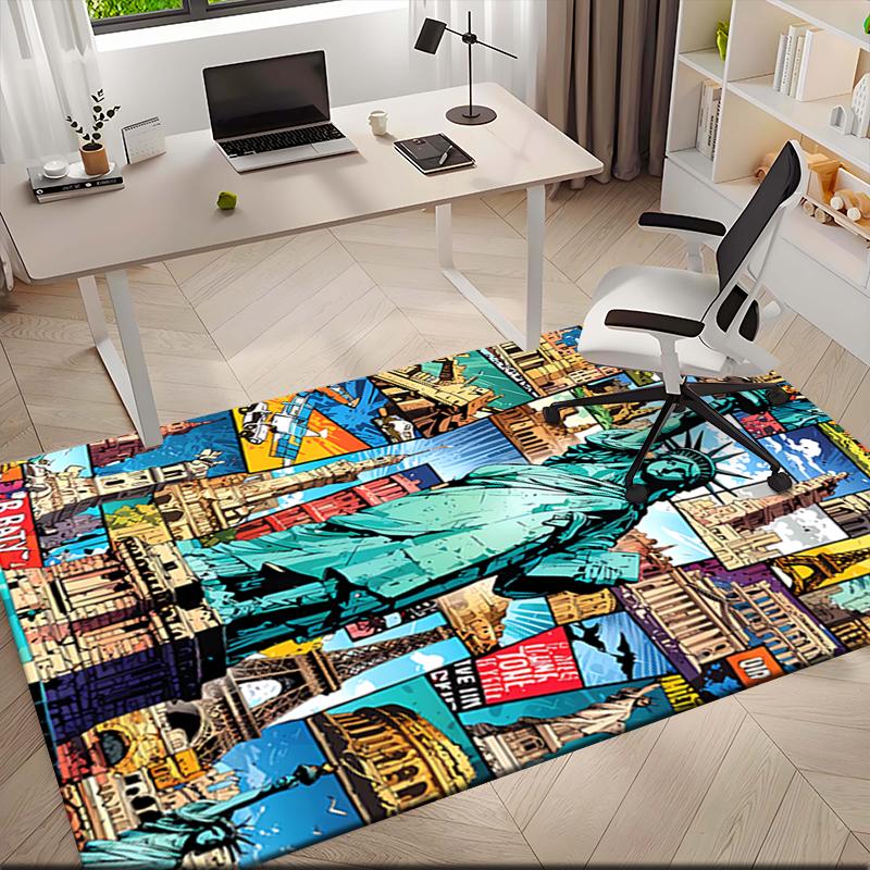 1pc Statue of Liberty, USA Carpet Rug for Living Room Bedroom Home Sofa Decoration,Kids Play Non-slip Floor Mat
