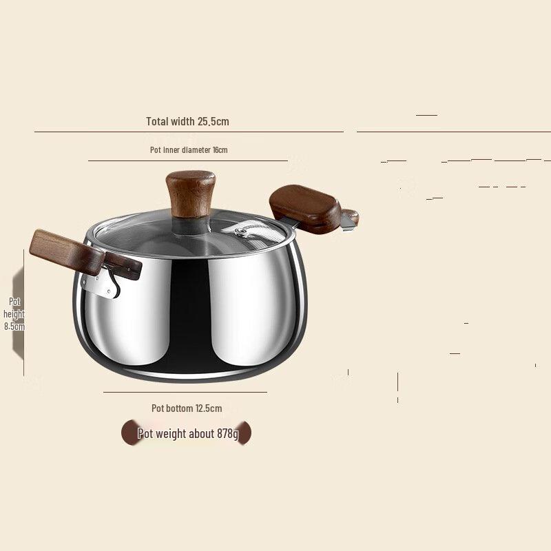 

Thickened Milk Pot with Walnut Wood Handles