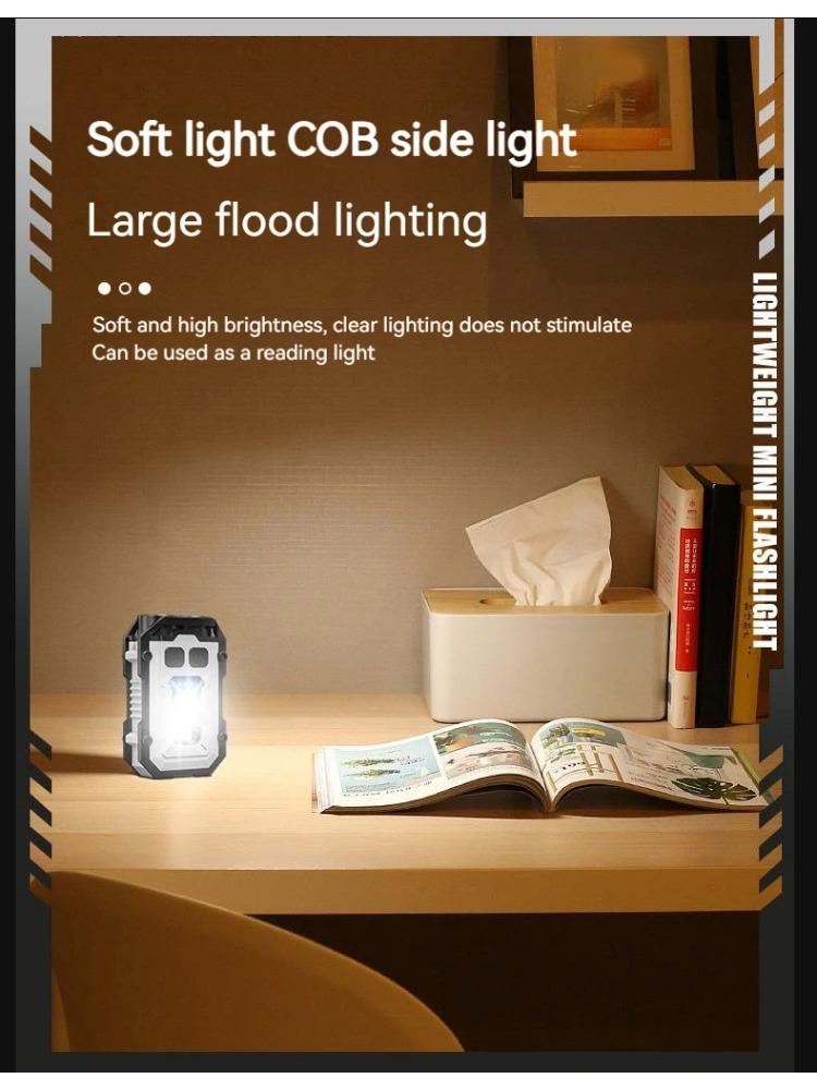 Powerful Pocket Torch aluminum alloy Magnetic Flashlight Super Bright LED Multifunctional COB LED EDC Mini Keychain Flashlight