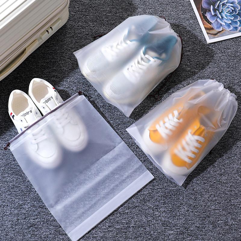 1pc Portable Shoe Storage Drawstring Eco Storage Bag for Sundries Travel Makeup Bag Waterproof Transparent Plastic Storage Bag