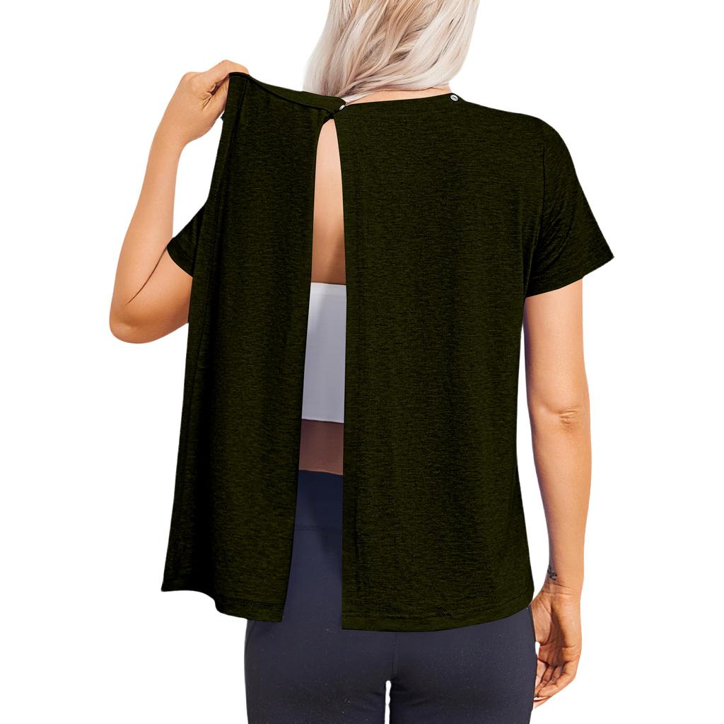 Camicia da donna post-operatoria a maniche corte colorata con chiusura posteriore e tasca