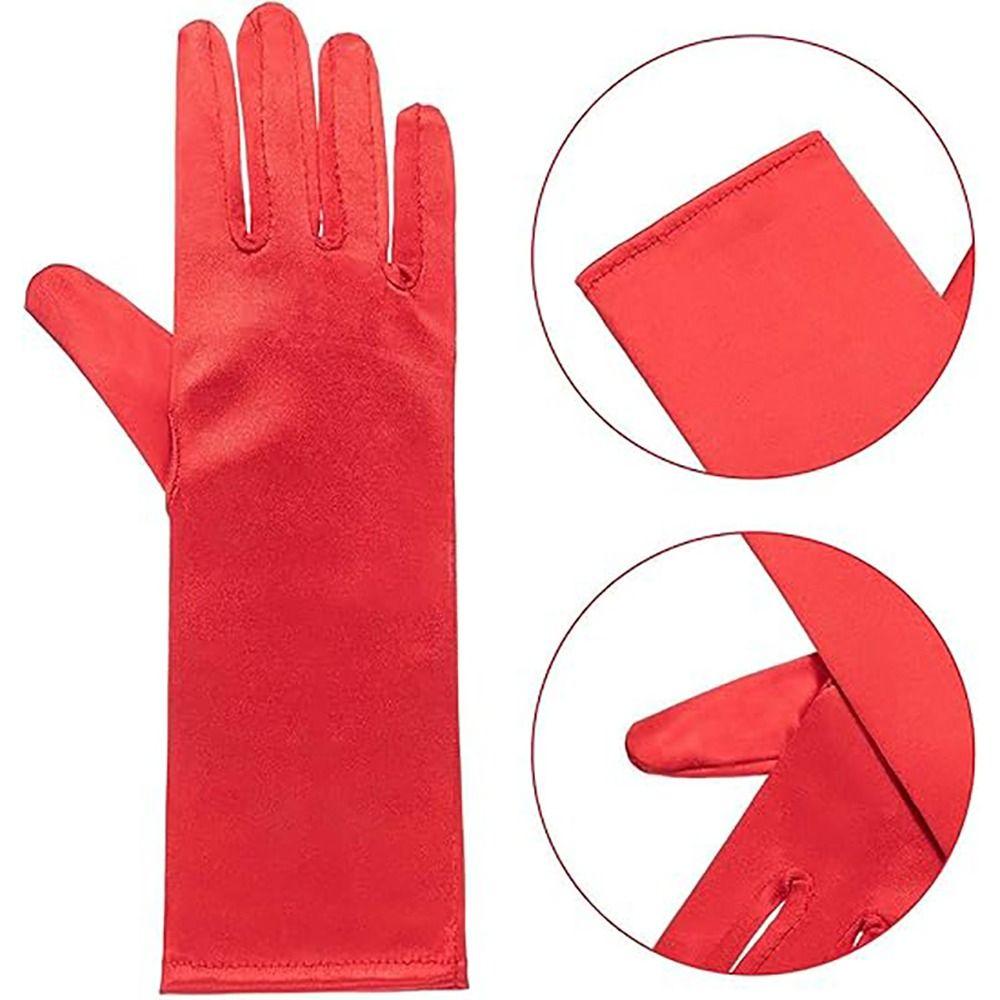 Jednobarevné dětské rukavice Saténové taneční palčáky Nová módní společenská šaty pro vystoupení Dívky