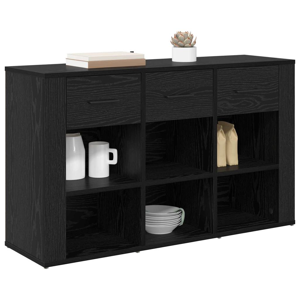 Sideboard in Black Oak Look 100 x 30 x 59.5 cm Engineered Wood