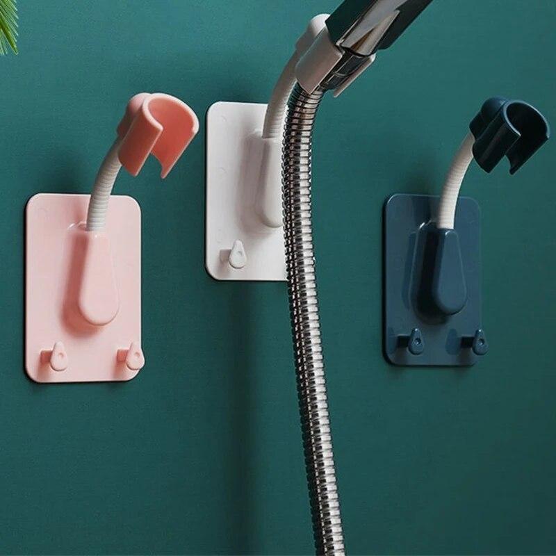 Supporto per soffione doccia con rotazione a 360°, staffa autoadesiva regolabile, ganci per montaggio a parete, supporto universale per riporre gli strumenti SPA per il bagno