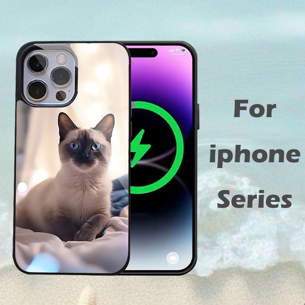 

Siamese Cat Phone Case For IPhone 16 15 14 13 Pro Max 11 12 Mini Alex Mirror For Magsafe Wireless Charging Cover iphone16