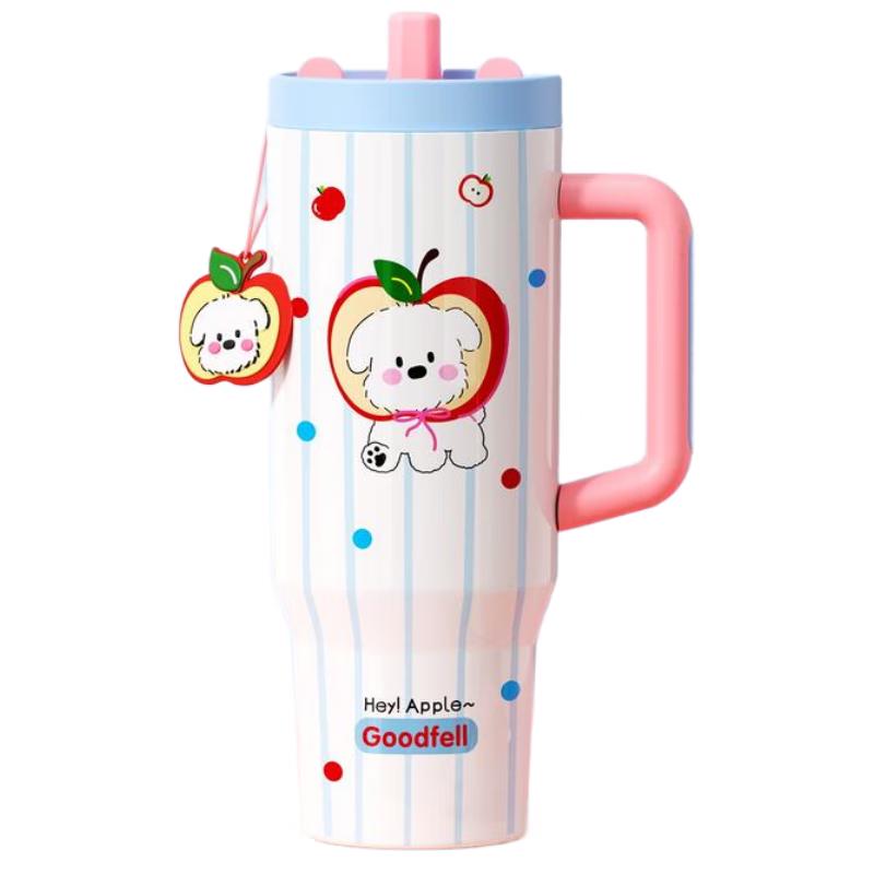 HANDUNYOU Apple Puppy 1180ml Insulated Straw Tumbler