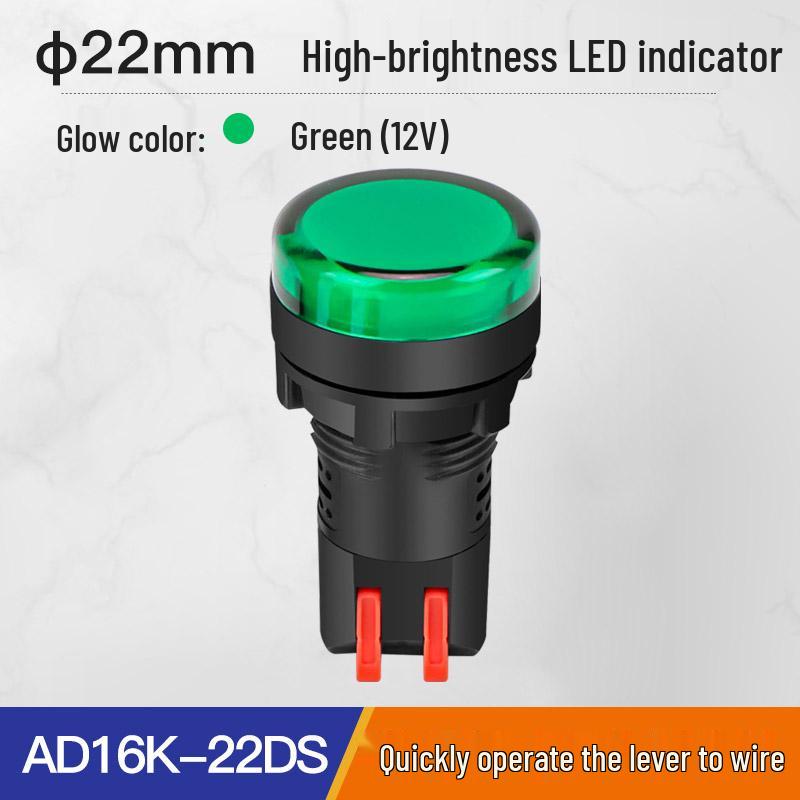 AD16-22DS LED Indicator Light, 12/24/220V, Red/Green/Yellow, 22mm 