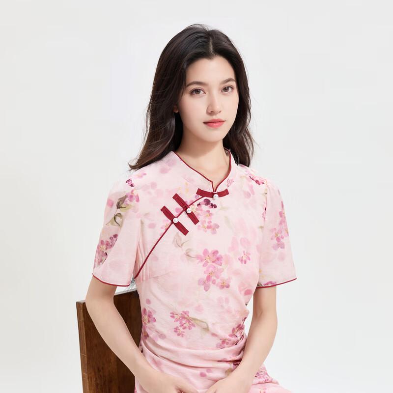 

Sancai Plus Size Floral Print Qipao Maxi Dress M