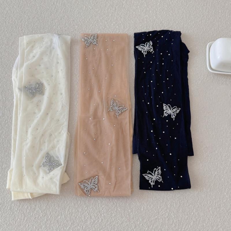 Elegant Butterfly Rhinestones Pantyhose with Breathable Nylon Fabric Offering Wear Comfort In Social Event and Work