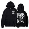 Jesus Christ Is King Graphic Hoodies Unisex Christian Faith Unisex Popular Long Sleeve Oversized Fleece Casual Tracksuit