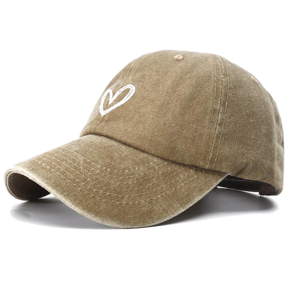 Black Vintage Fashionable Trendy Women Cap Snapback Adjustable Hat Baseball Cotton Washed Stitching Embroidered Heart Love Cute New Brand Latest