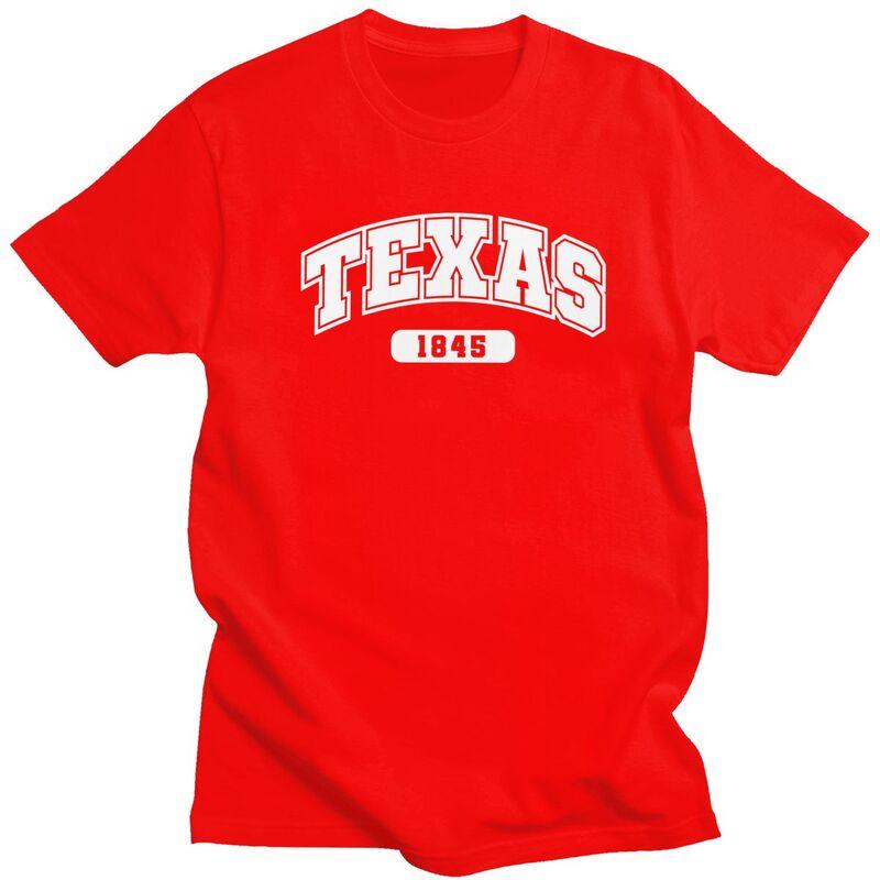 Texas Collegiate Style 1845 T Shirt for Men 100 Cotton Tshirts Humor Streetwaer Short Sleeve Tee Shirt Slim Fit Clothing