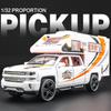 1/32 Chevrolet Silverado Recreational Vehicle RV Alloy Car Model Sound and Light Children's Toy Collectibles Birthday Gift