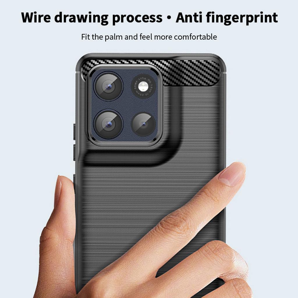 Pro Motorola Moto G86 5G Zadní kryt MOFI Kartáčovaná textura Karbonové vlákno Měkké TPU pouzdro