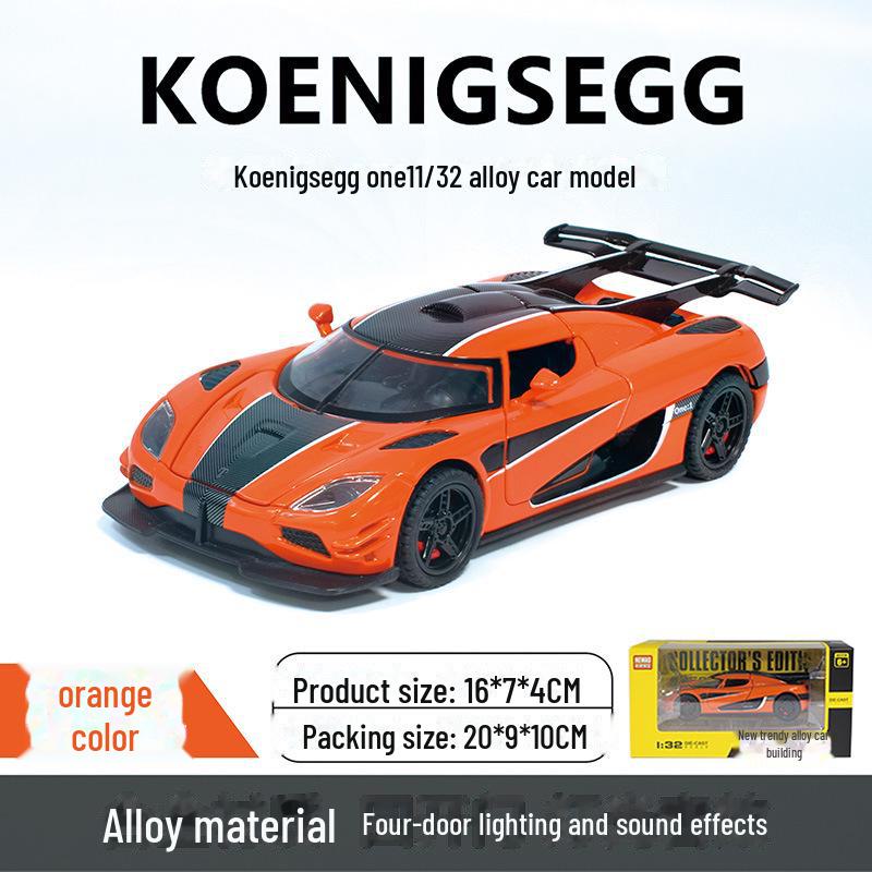 Xinao 1:32 Koenigsegg Sportwagenmodell – Schwingtür, Ton und Licht, Rückzieh-Legierungsspielzeug