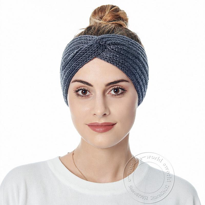 Winter Wool Knitted Headband for Women Crochet Ear Warmer Wide Headbands Turban Head Wrap Fashion Hair Accessories Bandana Bandge