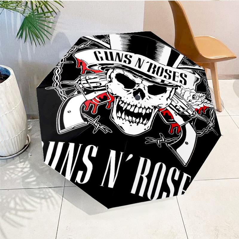 Guns Roses Fire Logo Umbrella 8-Frame for Travel, Camping, Casual Lightweight Portable Umbrella, Essential for Every Family Holidays Gift