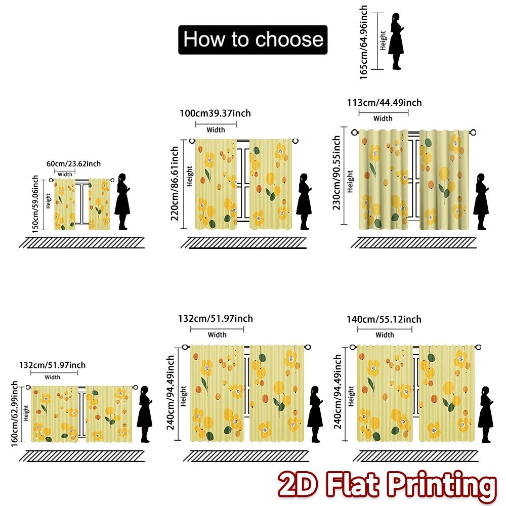 2D FLAT PRINTING 2pcs Curtains (Without Rod) Floral Spring Delight (3) April Fools is Day holiday curtains with digital printing
