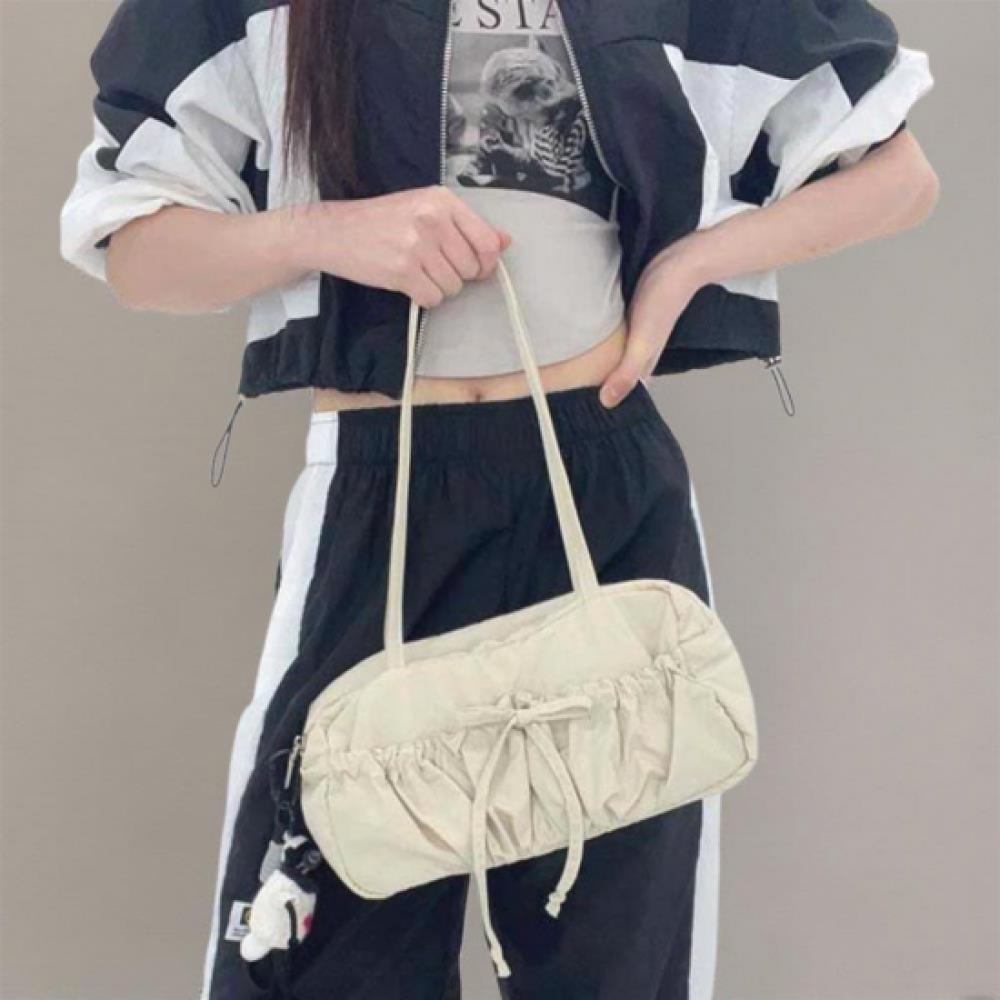 Open Run Women Square Shoulder Bag Lovely Shirring Strap Bag