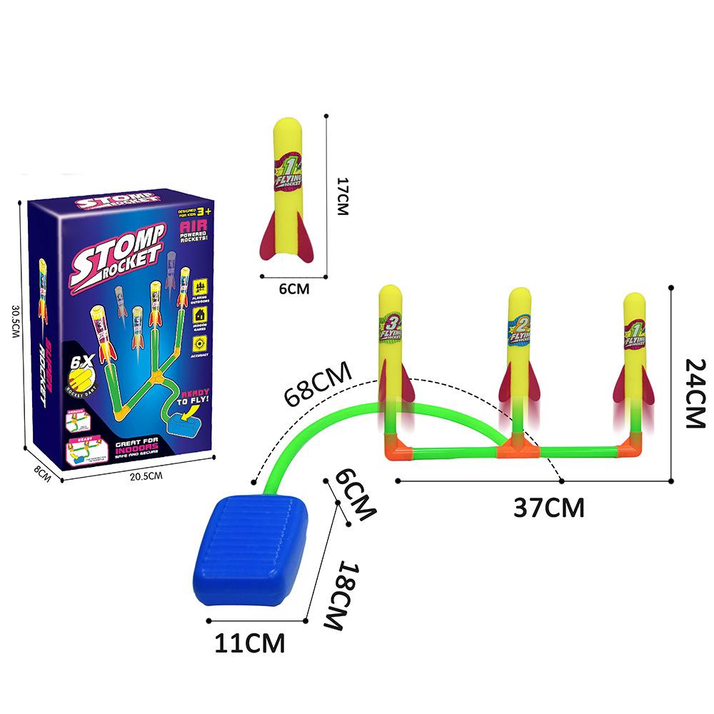 3 Continuous Foot Step Light Rocket Launcher Toy Outdoor Leisure Sports Toy 3-6 Years Old