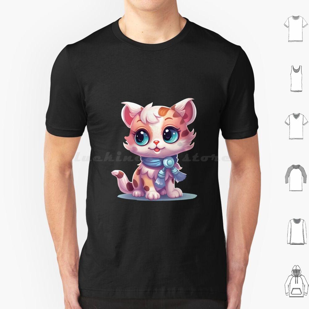 Kawaii Lovely Cat T Shirt Big Size 100 Cotton Cute Cat Illustration Cartoony Cat Design Meowing Cat Art Playful Cat Drawing
