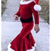 Green Girls Christmas Costume Festival Santa Clause Toddler Kids Baby Clothing Set Fancy Party Outfit