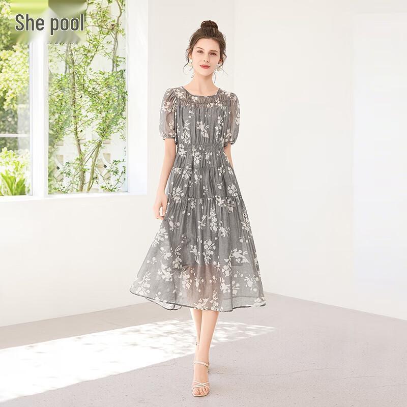 Women s Round Neck A-Line Midi Dress M