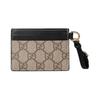 Gucci GG Emblem Iconic Brand Logo Print Coated Canvas Card Holder Women's Beige and Dark Brown