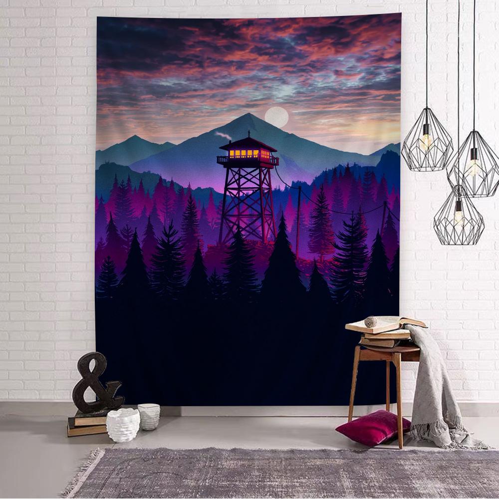 

Firewatch Forest Printed Large Wall Tapestry Cheap Hippie Wall Hanging Bohemian Wall Tapestries Mandala INS Home Decor 74x94cm(29x37in)