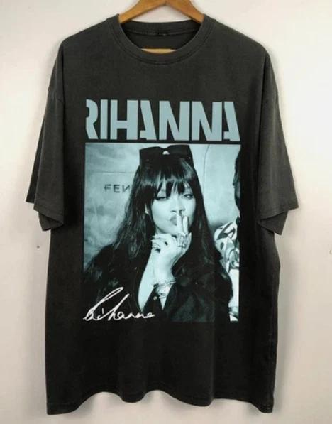 NEw Rihanna Gift For Fans Black T-Shirt Cotton Full Size Unisex S