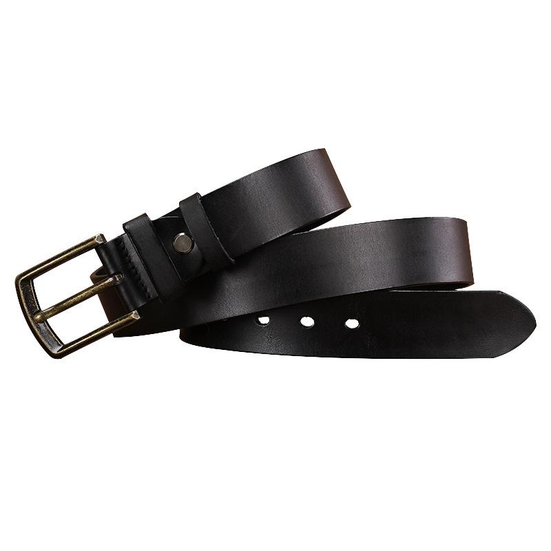 Belt Men'S Leather Pin Buckle Youth Casual Business Belt First Layer Cowhide Jeans Belt