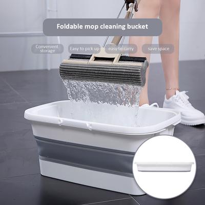 Collapsible Mop Bucket Portable Plastic Bucket Folding Storage Basket with Handle