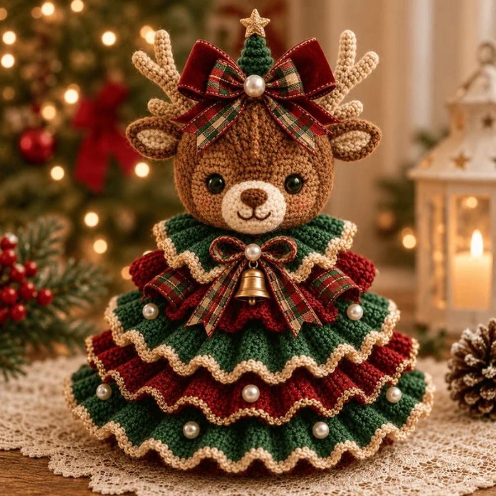 with Beads Bell Crochet Animal Christmas Tree Kit Animal Xmas Tree DIY Kit for Craft Lovers
