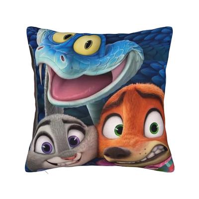 Federe quadrate per cuscini con immagini di Gary, Judy e Nick di Zootopia, copricuscini decorativi con cerniera per letto, 45 cm (18").