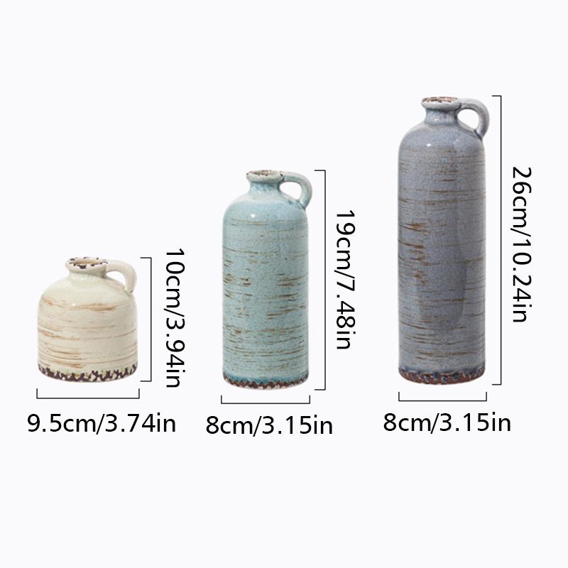 3pcs Dried Flower Vase Aesthetic Room Crackle Glaze Table Decoration Decorative Vases Suitable for Banquet