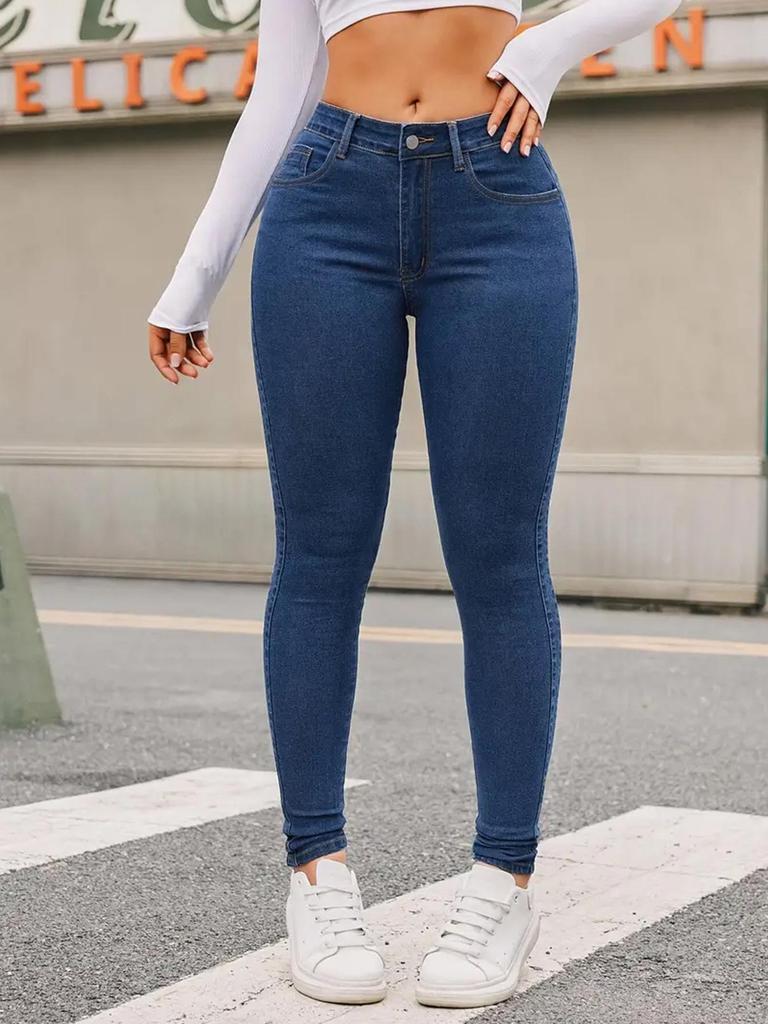 Damen Jeans mit hohem Bund, Po-Lifting, Slim Fit, Europäischer & Amerikanischer Stil