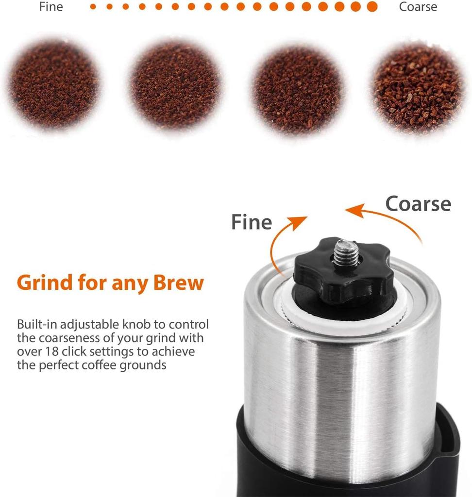 MOPCONY New Large Capacity 30g Mini Manual Coffee Grinder, Stainless Steel Coffee Bean Hand Crank Portable Grinder with Non-Slip Silicone Cover and