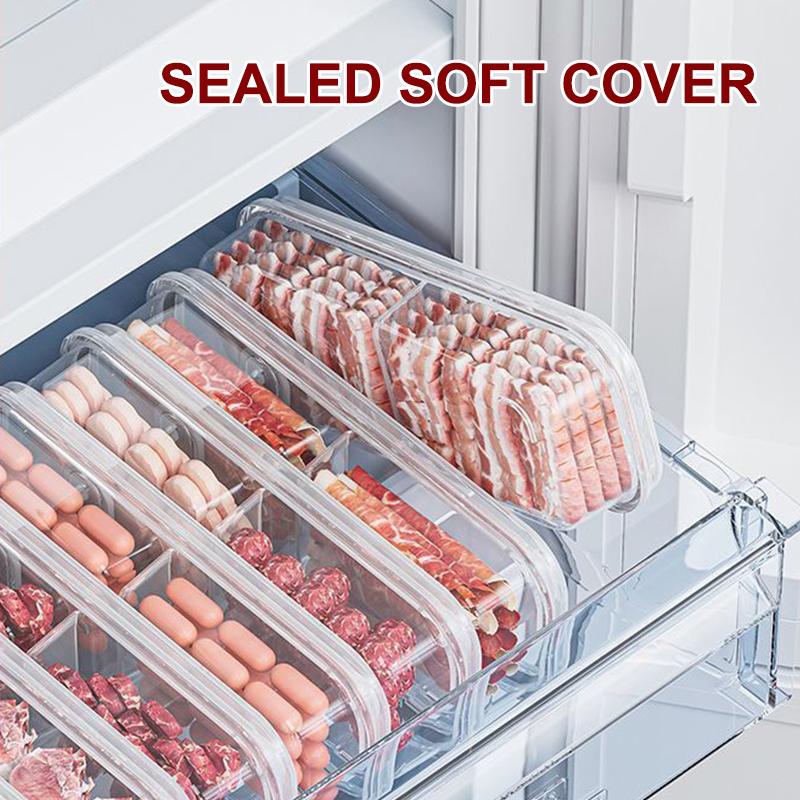 Large Capaci Food Storage Box Fren Preservation Container Home Use Meat Vegetable Partitioned Refrigerator Storage Box