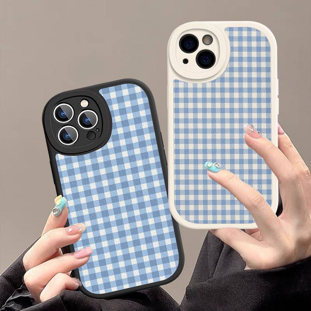 Simple Chic Lattice Pattern Phone Cover For IPhone 11 12 13 14 15 16 Pro Max Mini Plus Soft Leather Case