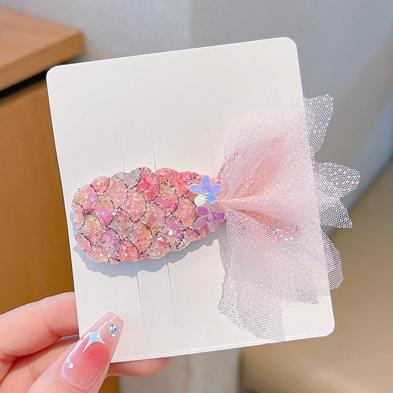 2Pcs Girl Mermaid Princess Hair Card Korean Glitter Fishtail BB Clip Baby Bangs Side Clip Children's Hair Clip Headdress