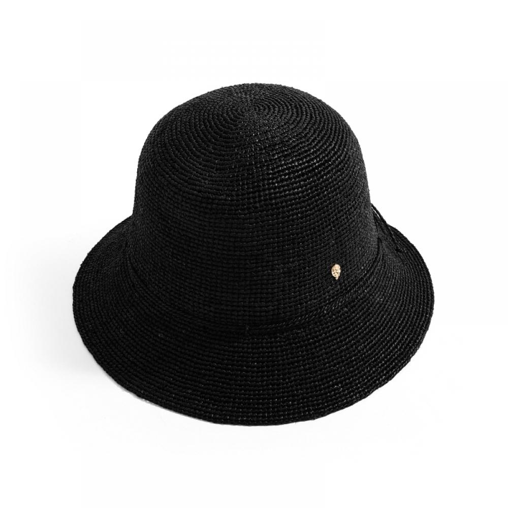 Helen Kaminski Hat50136 Ca Villa 6 Charcoal Metal Logo Cloche Bucket Hat